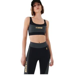 PE Nation Grey Mesh Logo Sports Bra Size Small